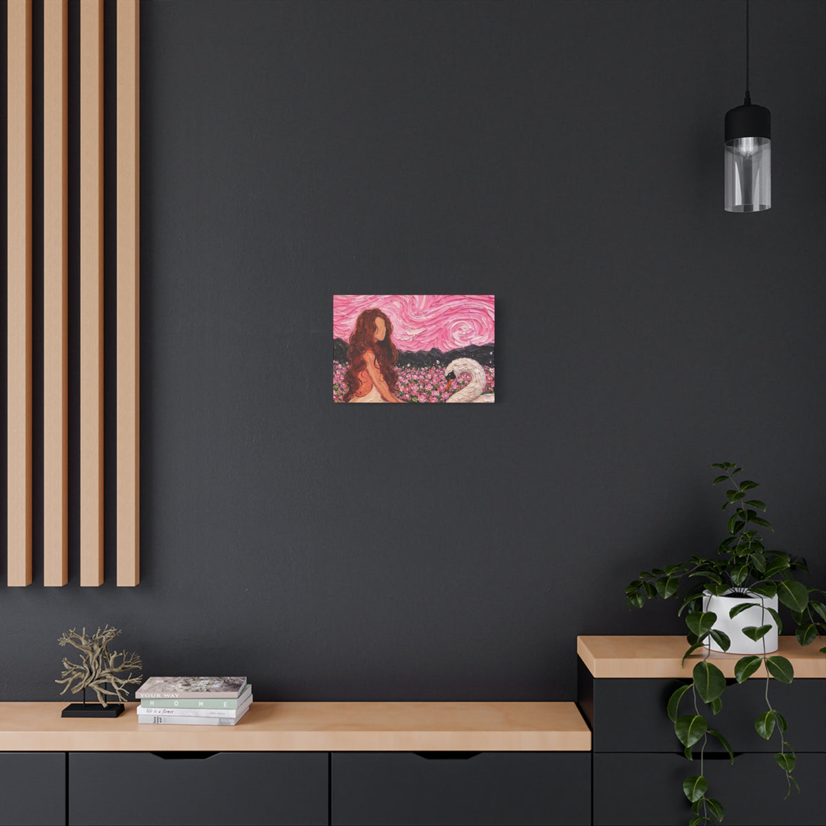 Mystical Swan Garden Matte Canvas Wall Art