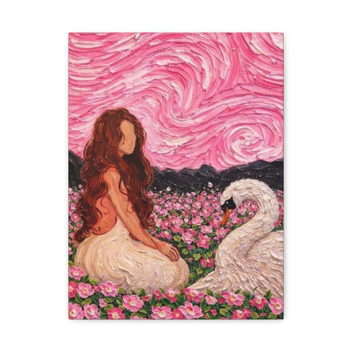 Mystical Swan Garden Matte Canvas Wall Art