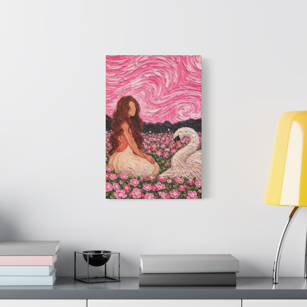 Mystical Swan Garden Matte Canvas Wall Art