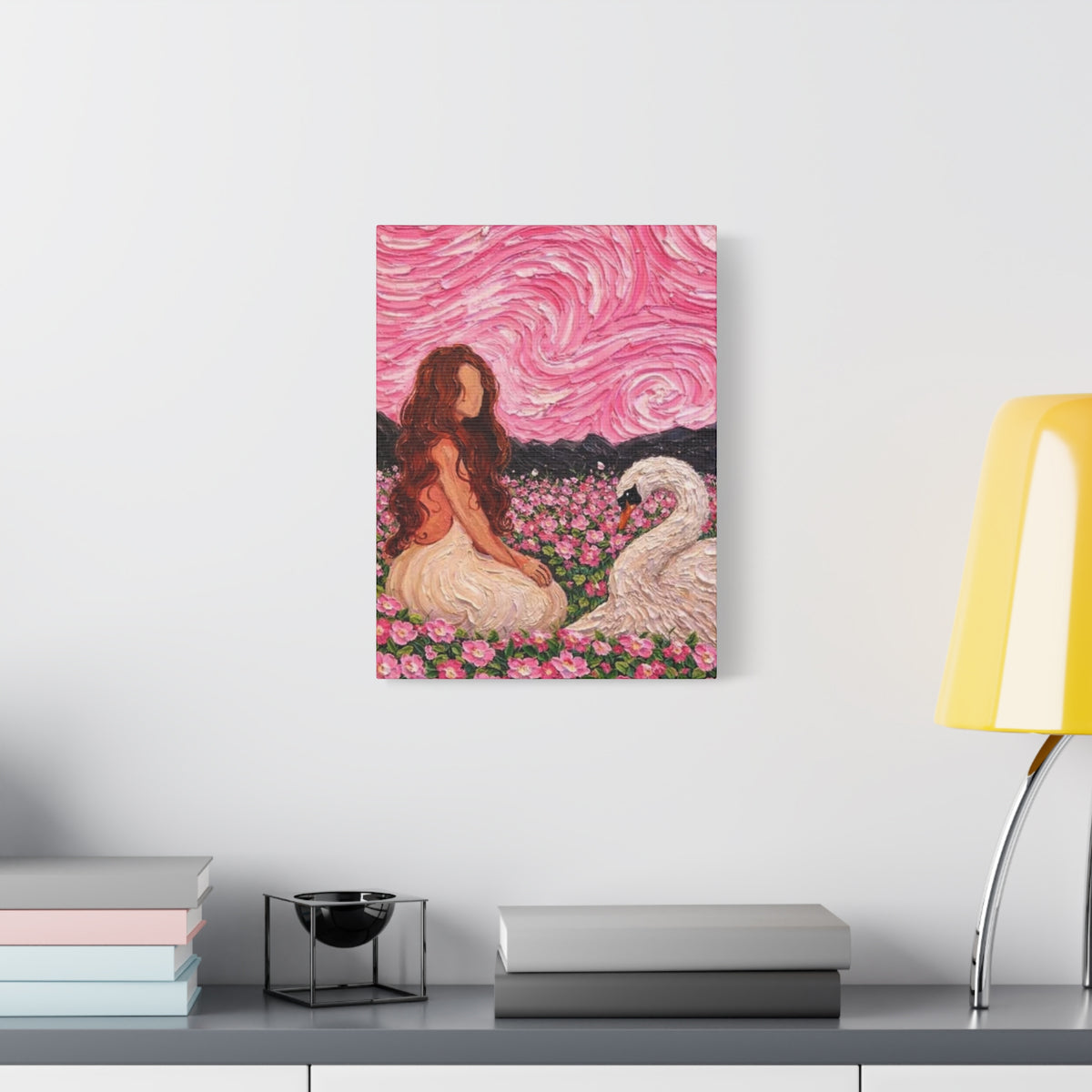 Mystical Swan Garden Matte Canvas Wall Art