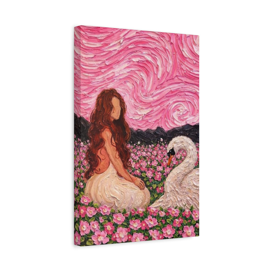Mystical Swan Garden Matte Canvas Wall Art