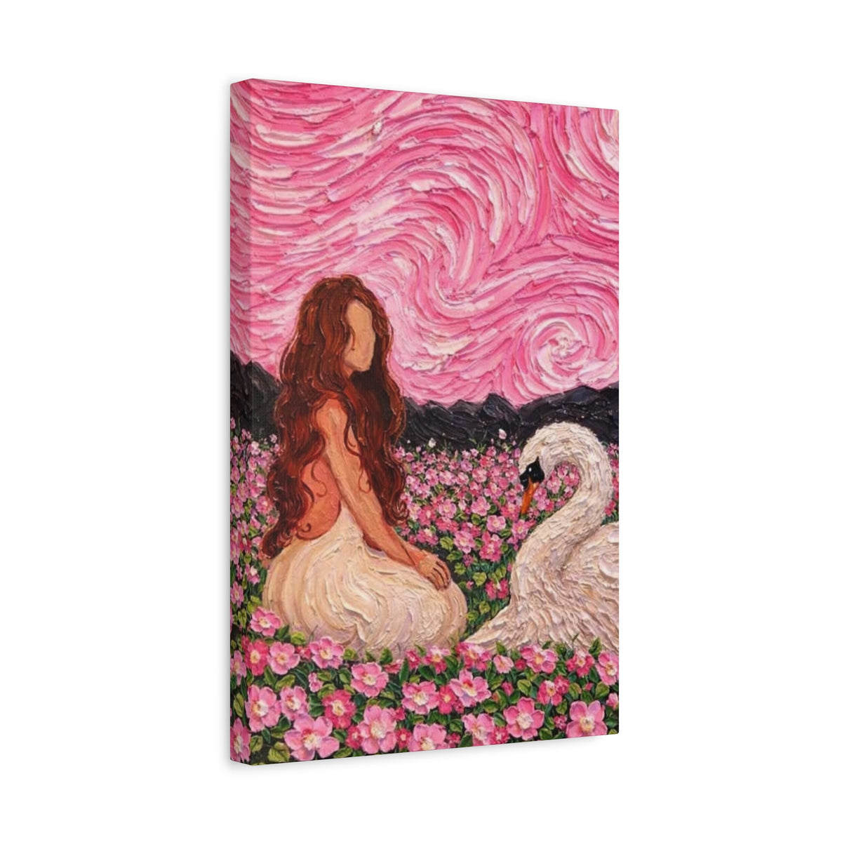 Mystical Swan Garden Matte Canvas Wall Art