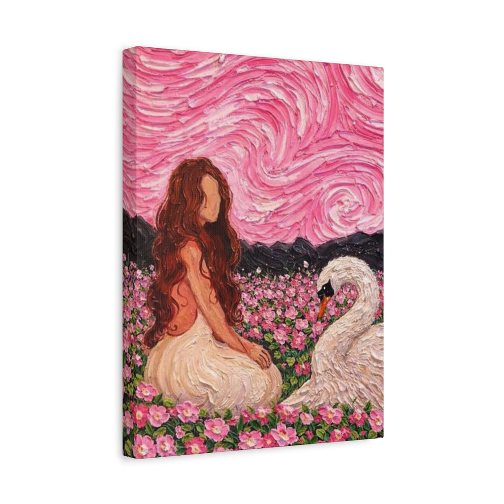 Mystical Swan Garden Matte Canvas Wall Art