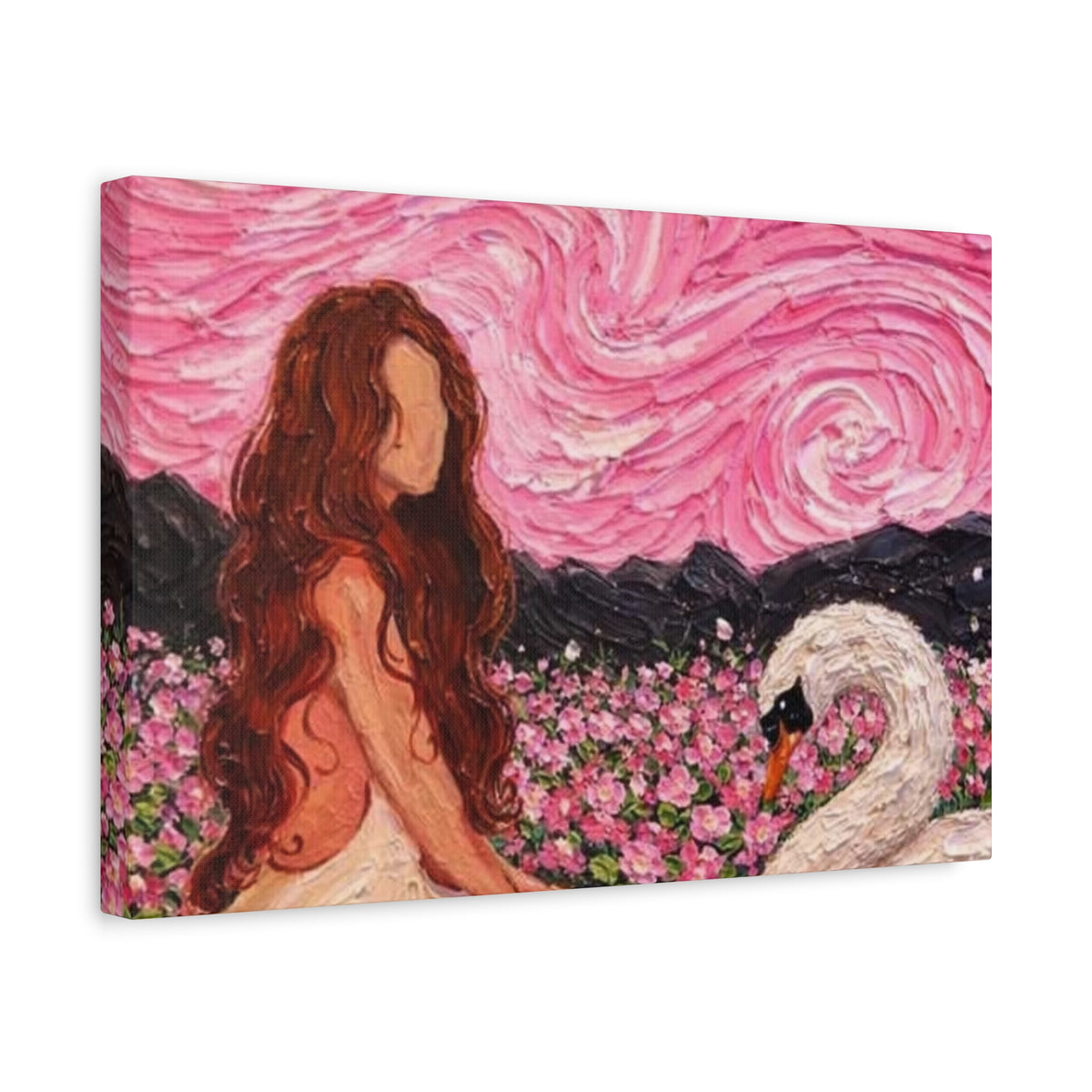 Mystical Swan Garden Matte Canvas Wall Art